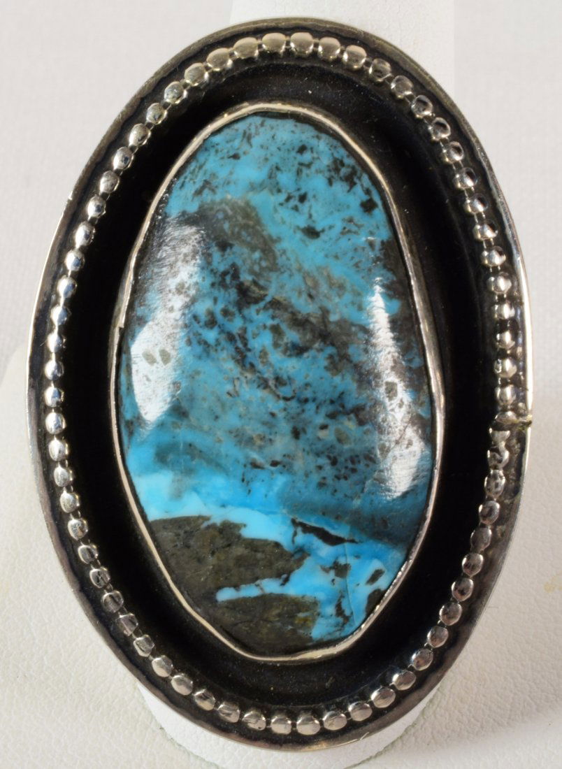 Navajo Kingman Turquoise Shadowbox Men's Ring (1 of 3)