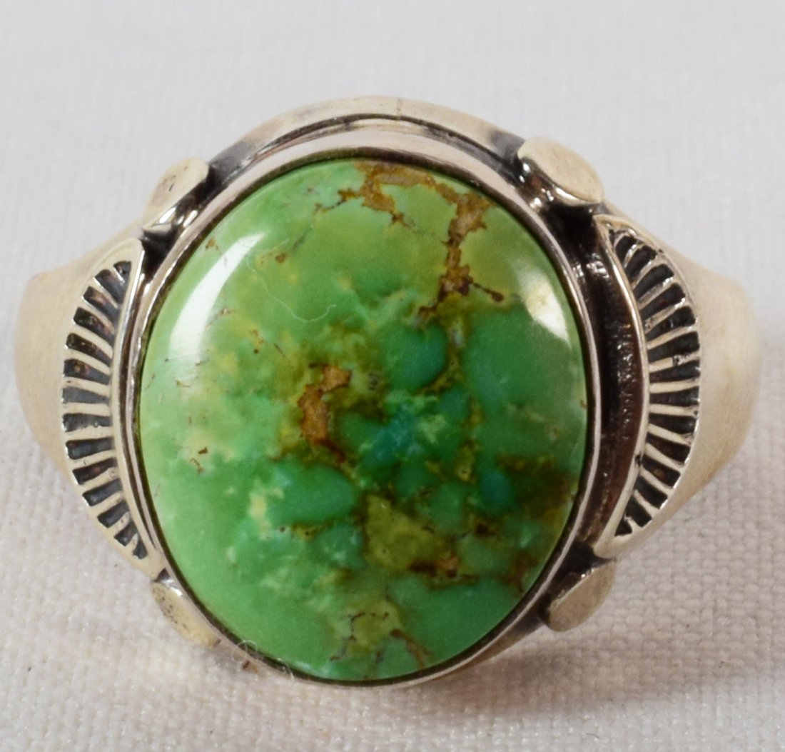 Navajo Sterling Royston Turquoise Men's Ring (1 of 4)