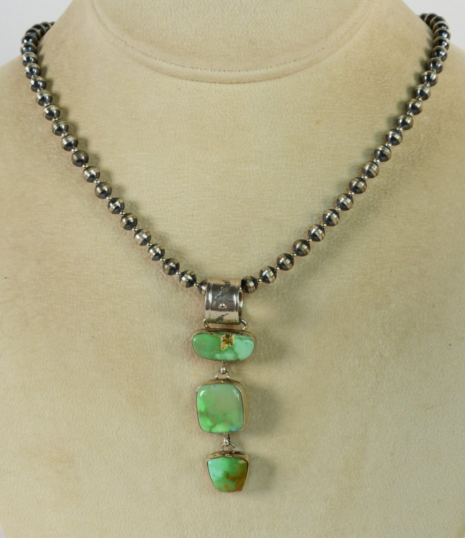 Native American Sterling Carico Lake Turquoise Necklace (1 of 4)