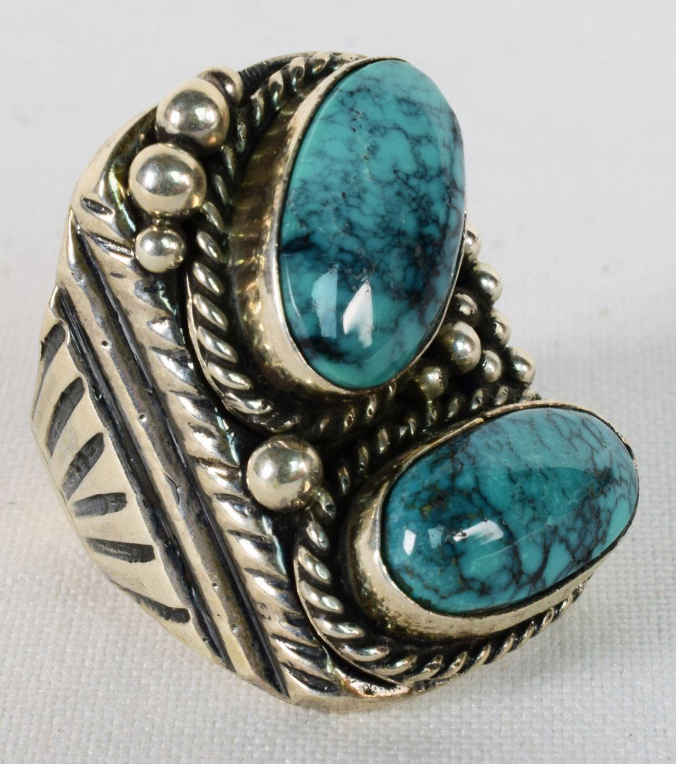 Navajo, L. James Turquoise Mtn. Sterling Men's Ring (1 of 5)