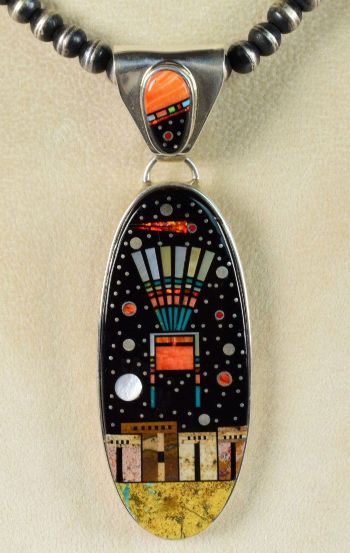 Matthew Jack Sterling Large Micro Inlay Kachina Pendant (1 of 4)
