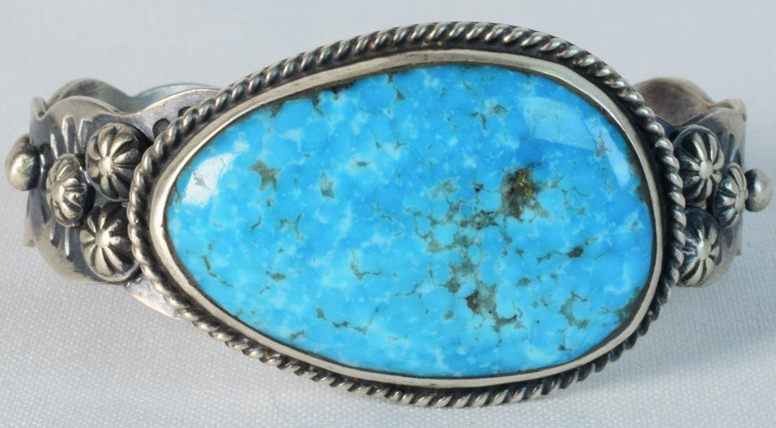 Native American Sterling Kingman Turquoise Bracelet (1 of 5)