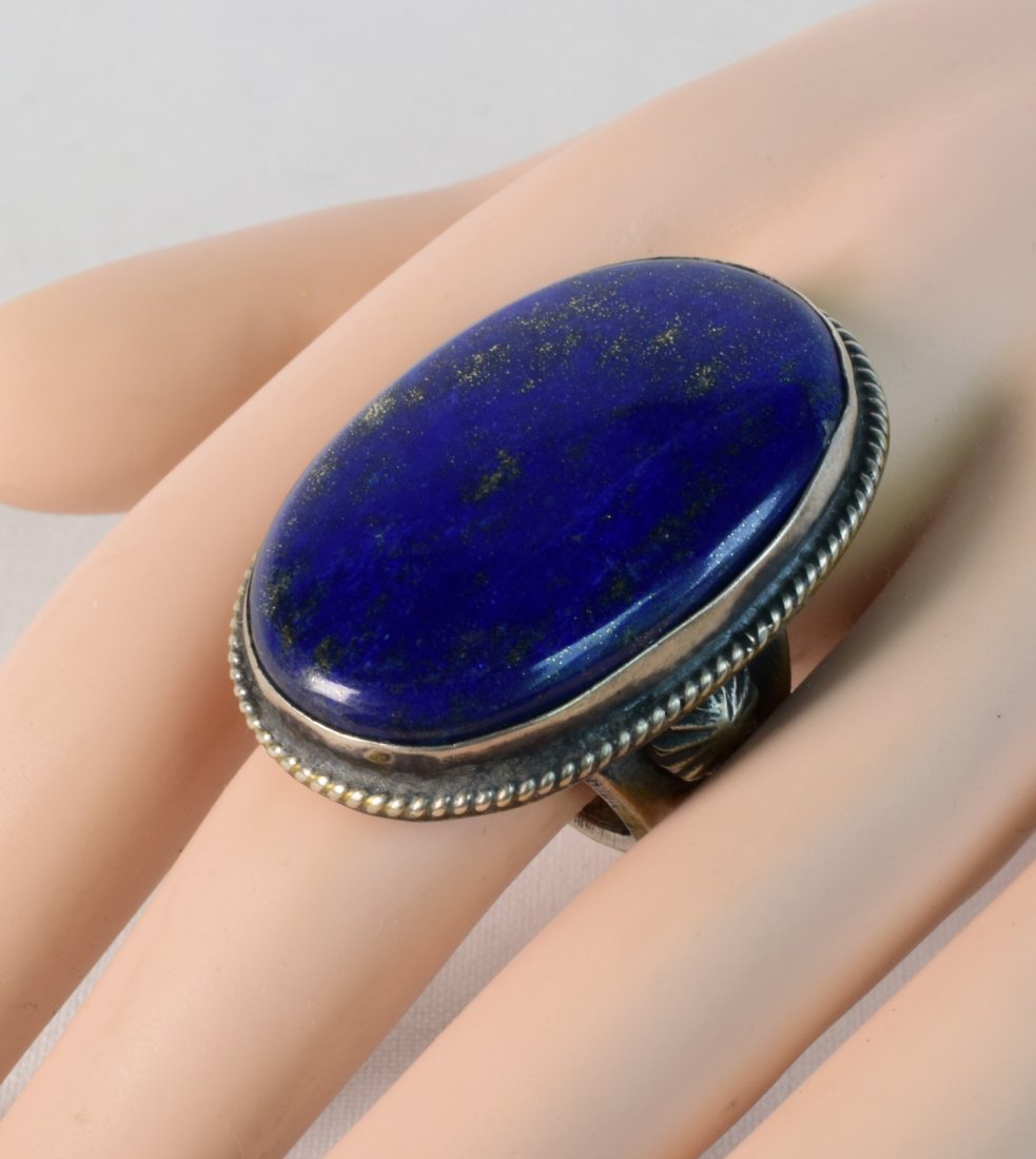 Navajo Sterling Silver Heavy Gauge Lapis Ring (1 of 4)