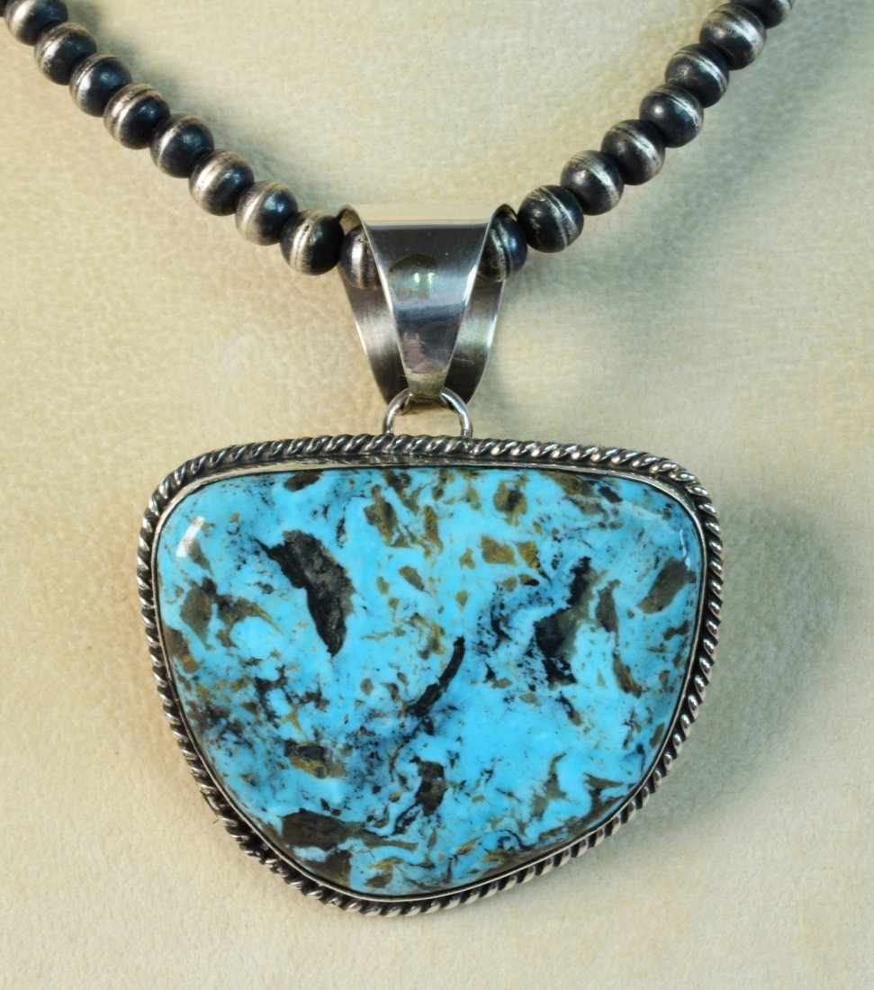 Navajo Sterling Silver Number 8 Turquoise Pendant (1 of 3)