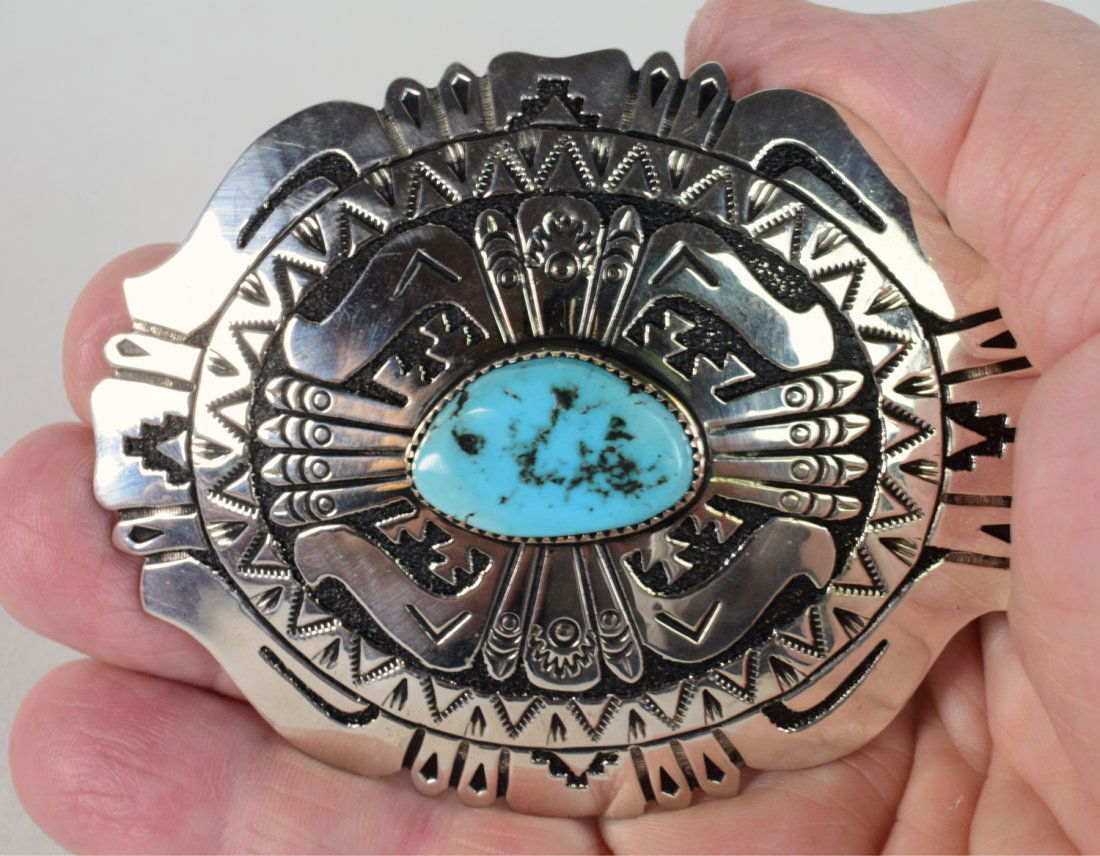 Richard Singer Sterling Lg. Overlay Belt Buckle (1 of 4)