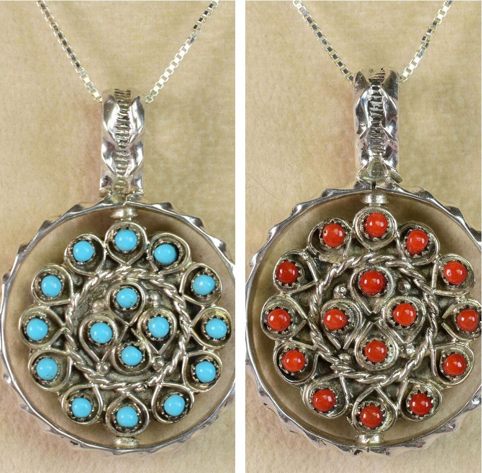 Zuni, Reversible Snake Eye Medicine Wheel Pend Necklace (1 of 7)