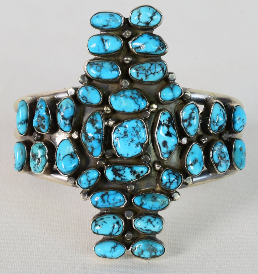 Melvin Francis Blue Diamond Turquoise Cross Bracelet (1 of 5)