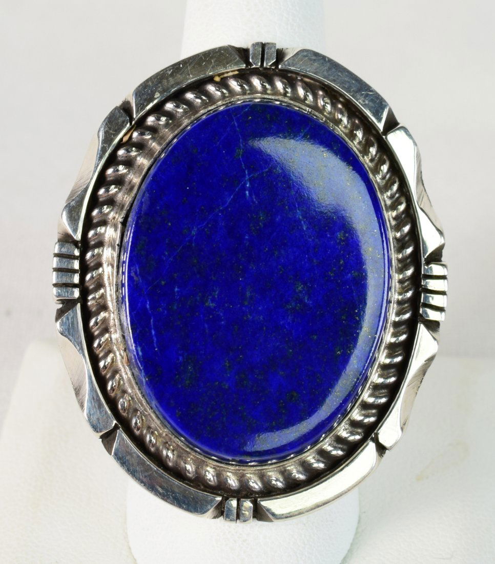 Eddie Sacatero Sterling Silver Lg. Oval Lapis Ring (1 of 4)