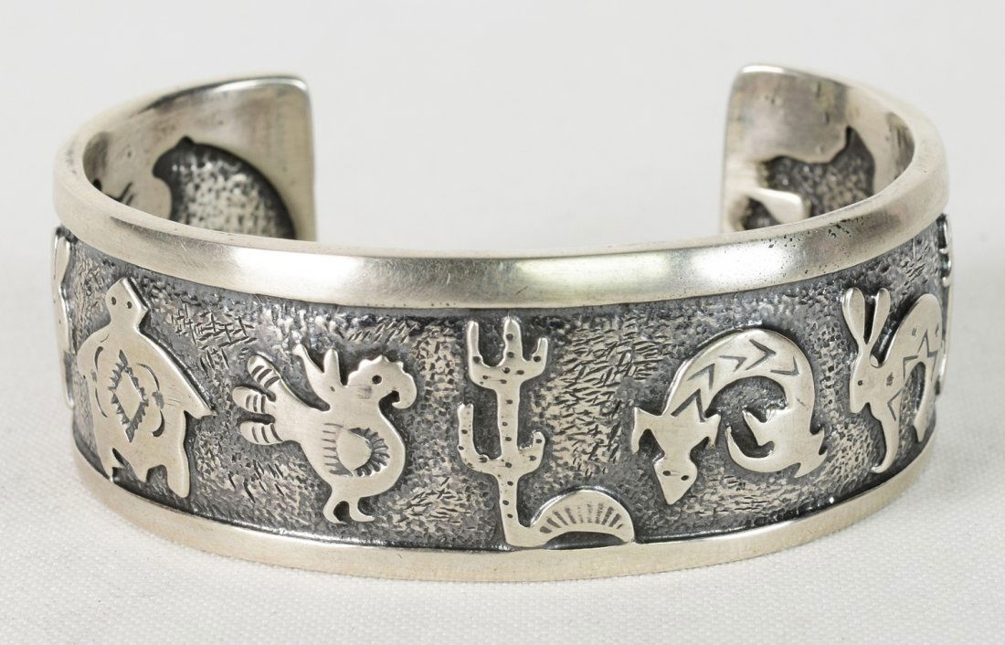 Navajo Sterling Silver Storyteller Bracelet - Johnson (1 of 5)