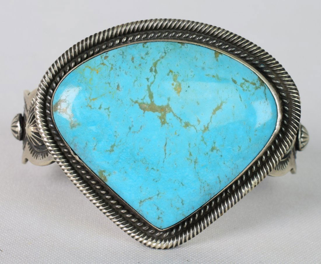 Native American Sterling Kingman Turquoise Cuff (1 of 7)