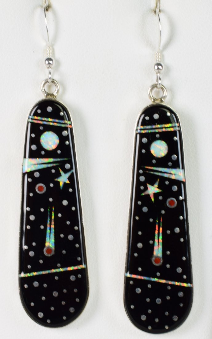 Matthew Jack Sterling Long Micro Inlay Earrings (1 of 3)