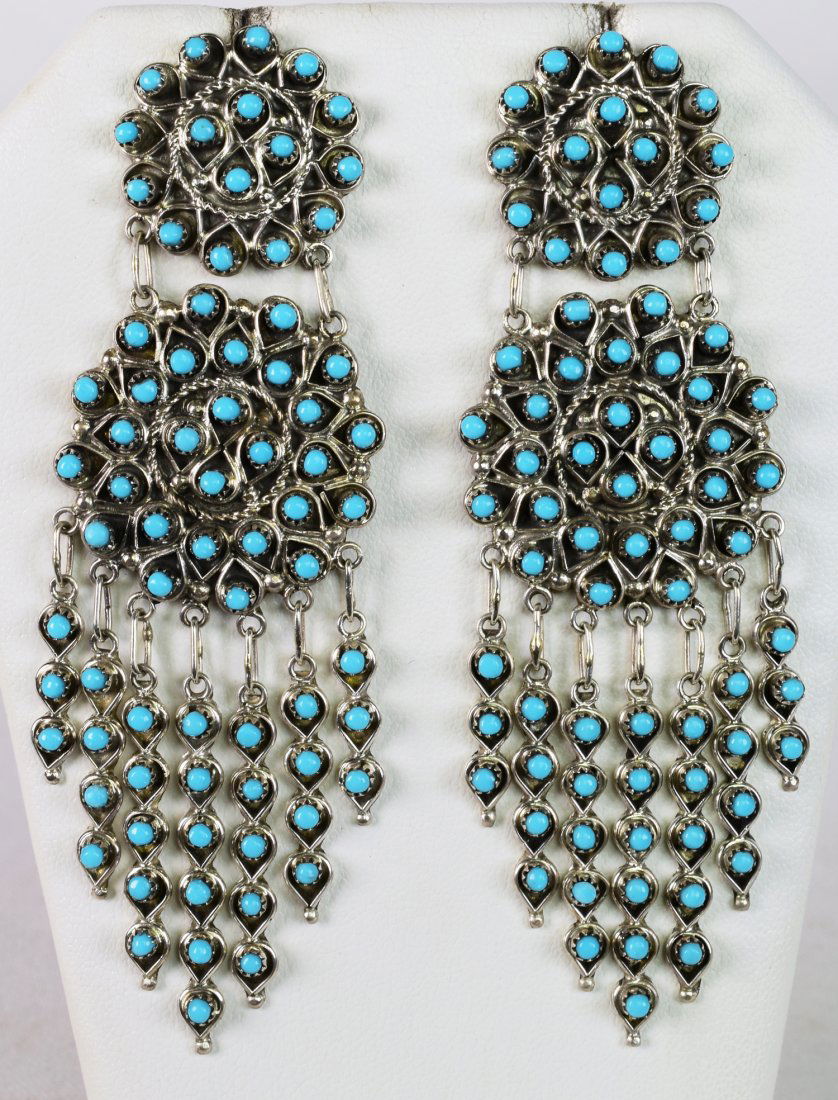 Wayne Johnson, Zuni, Sleeping Beauty Turquoise Earrings (1 of 3)