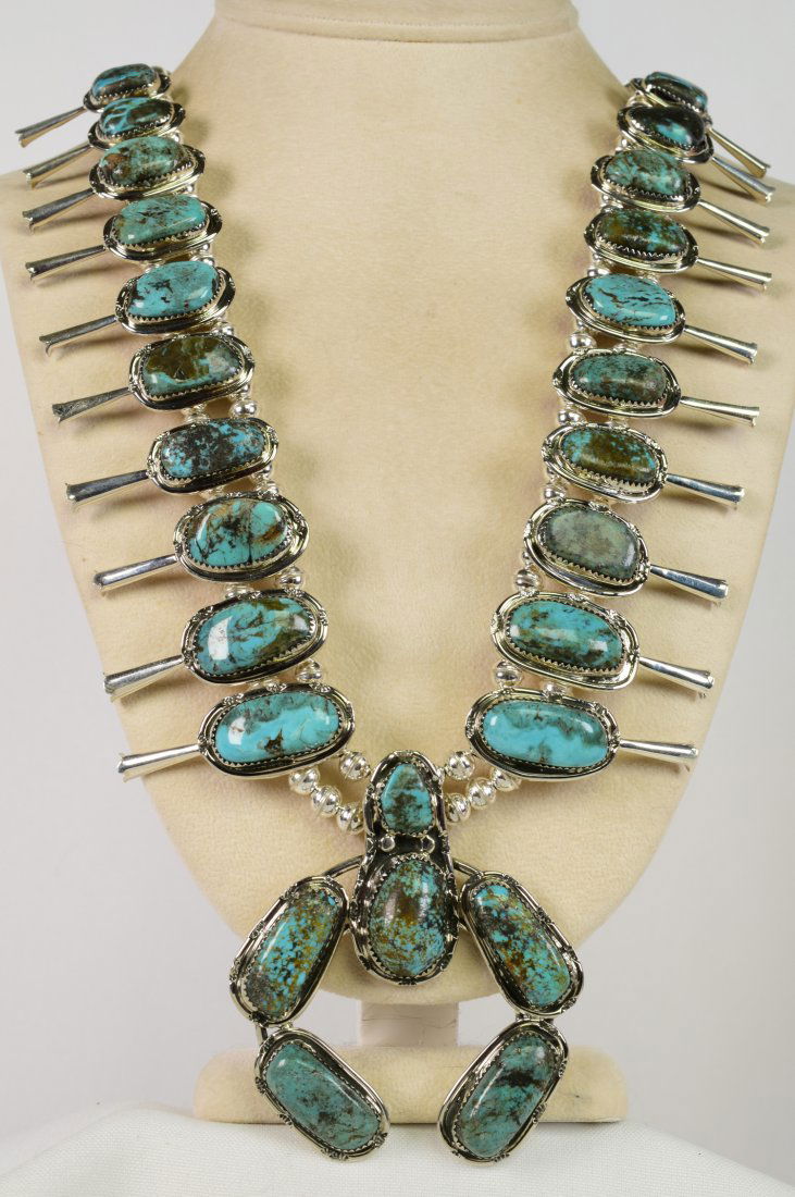 P. Yazzie Sterling Kingman Squash Blossom Necklace Set (1 of 4)