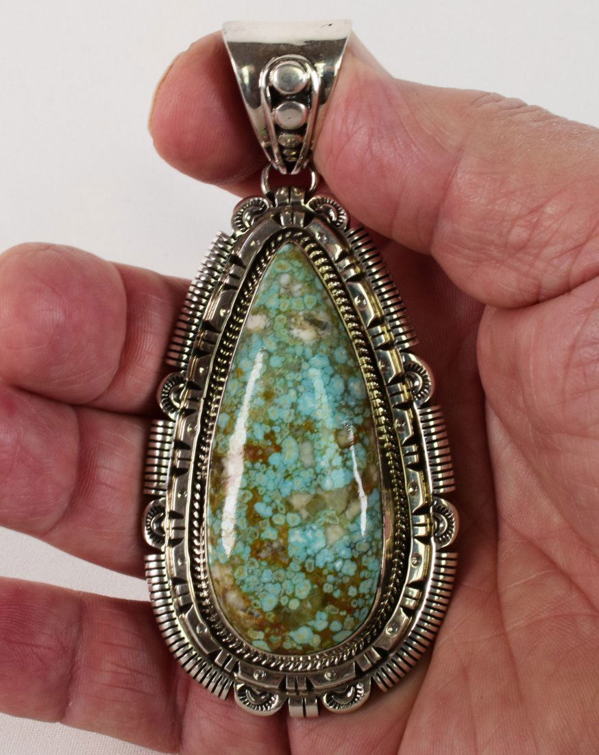 Russell Sam Huge Number 8 Sterling Turquoise Pendant (1 of 5)