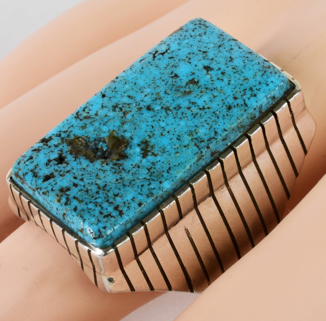 Ray Jack Sterling Number 8 Turquoise Men's Ring (1 of 5)