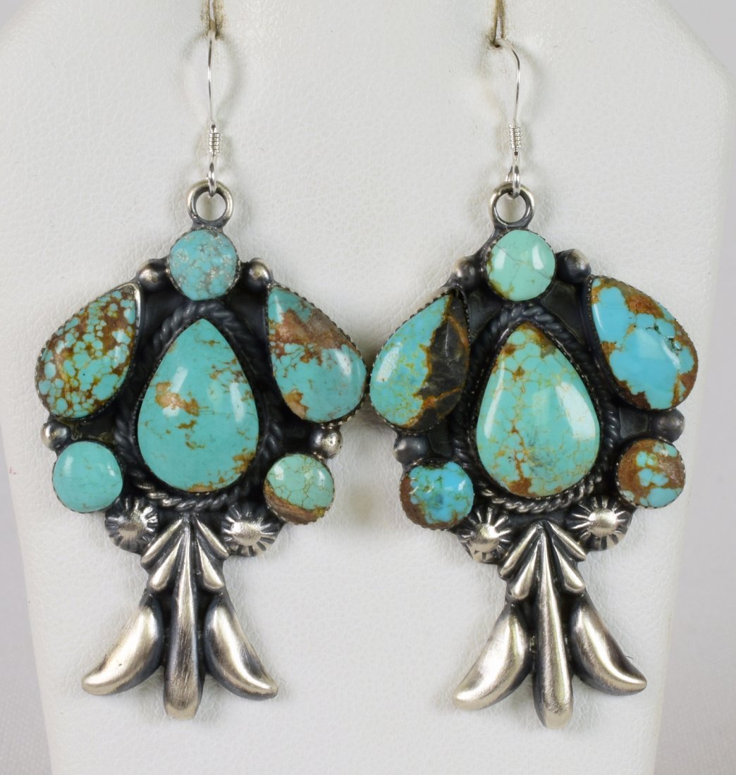 Bobby Platero Sterling Kingman Turquoise Earrings (1 of 3)