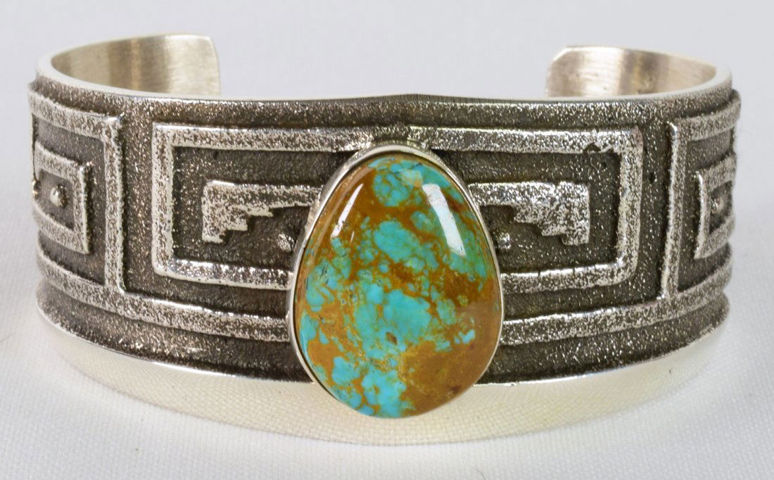 Navajo Sterling Pilot Mtn. Sand Cast Men's Cuff (1 of 5)