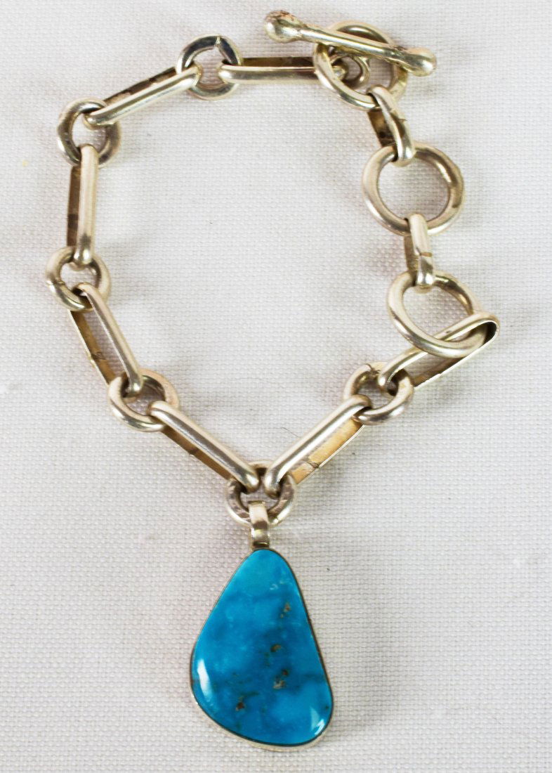 Ben Begay Link "Charm" Bracelet w/Blue Bird Turquoise (1 of 5)