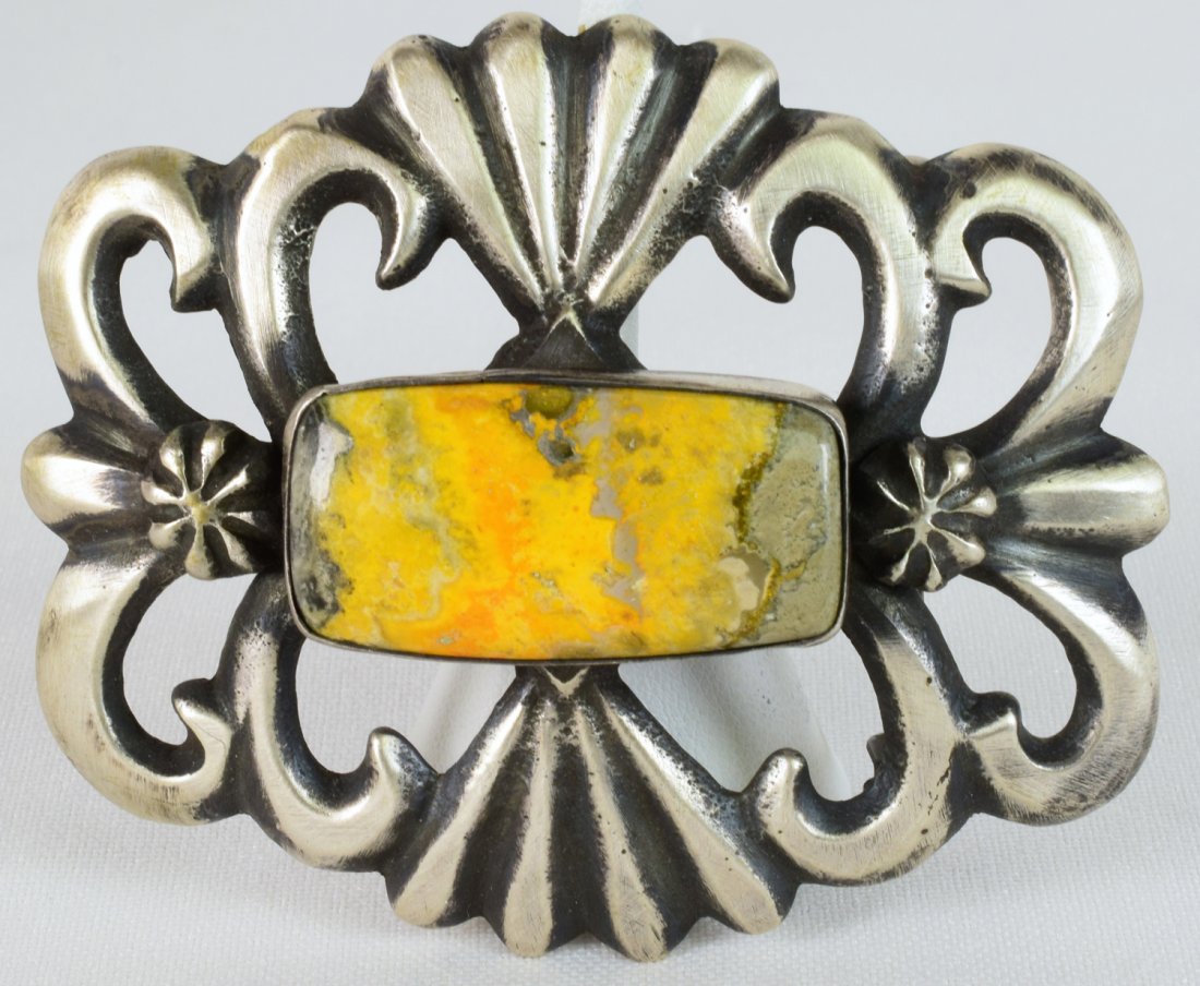 Native American Sterling Bumble Bee Jasper Belt Buckle (1 of 3)
