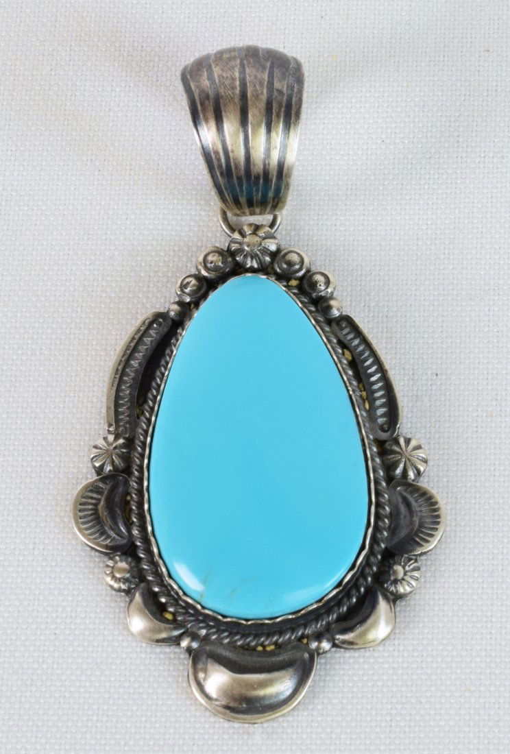 Gilbert Tom Sterling Silver Kingman Turquoise Pendant (1 of 4)