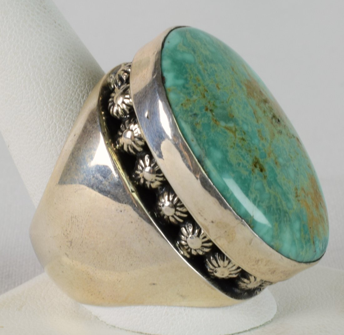 Native American Sterling Huge Fox Turquoise Ring (1 of 5)