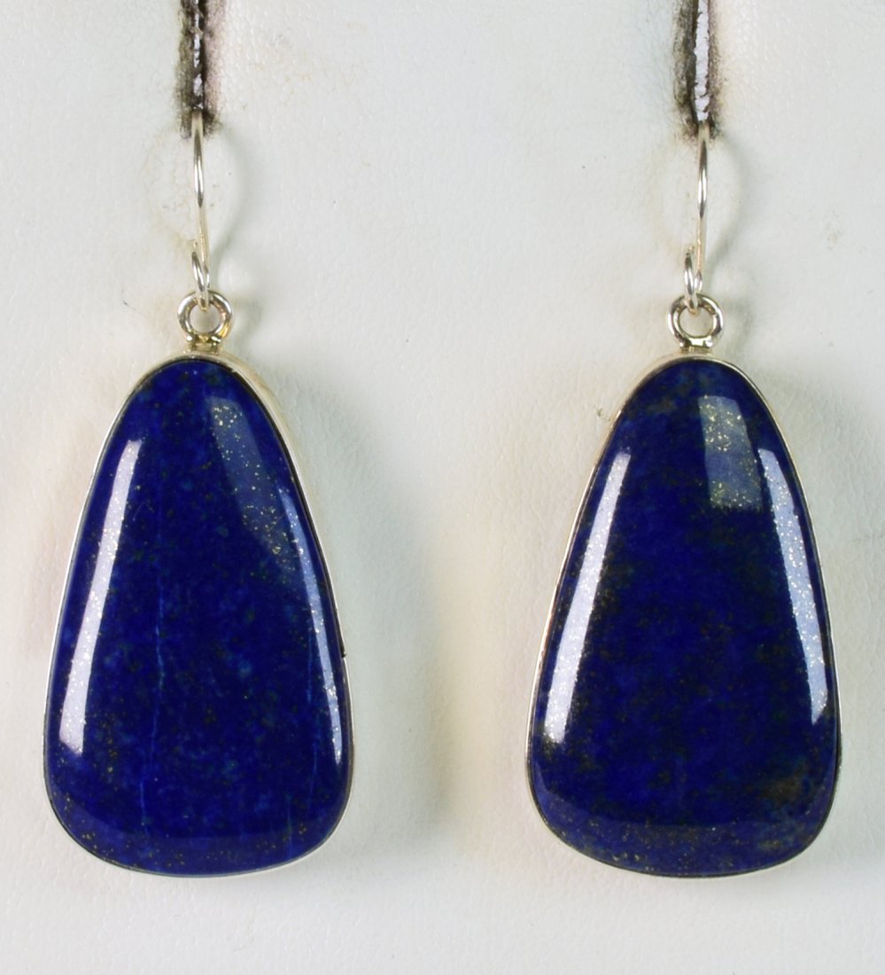 Native American Sterling Silver Lapis Earrings (1 of 3)