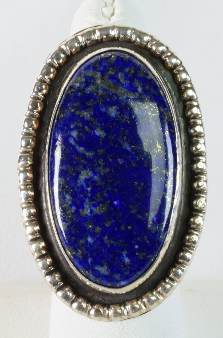 Navajo Sterling Silver Lapis Lazuli Oval Ring (1 of 4)