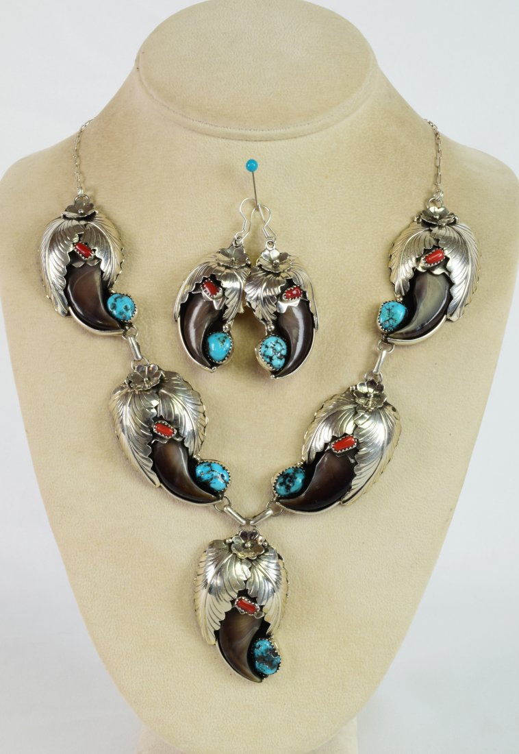 Elaine Sam Sterling Bear Claw Necklace & Earring Set (1 of 4)