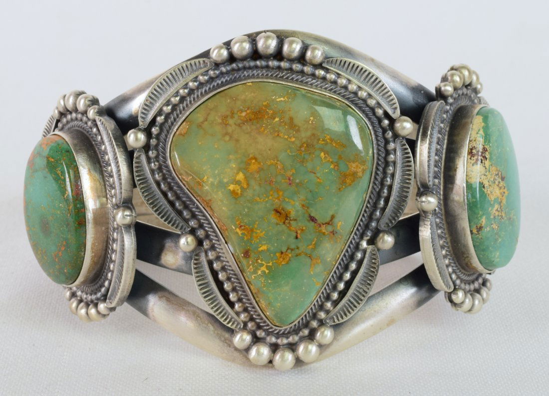 Tom Lewis Sterling Silver Royston Large Turquoise Cuff (1 of 6)