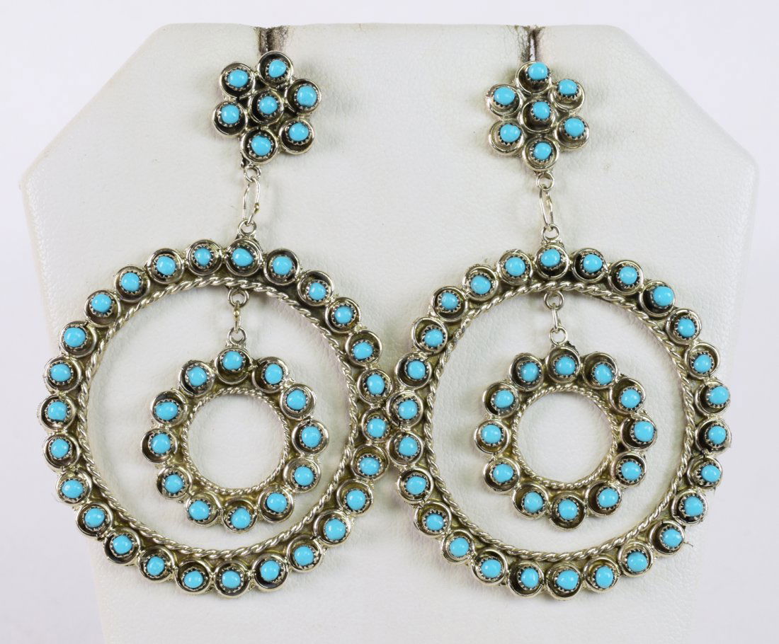 Zuni, Sleeping Beauty Turquoise Snake Eye Earrings (1 of 3)
