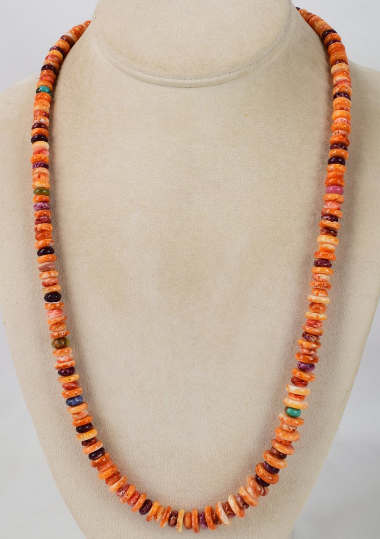 Native American Spiny Oyster Rolled Bead Necklace (1 of 3)