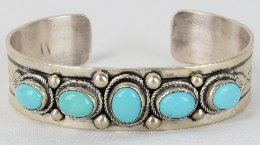 B. Johnson Sterling Carico Lake Turquoise Bracelet (1 of 4)