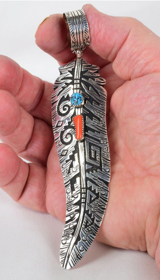 Richard Singer Large Overlay Feather Pendant (1 of 5)