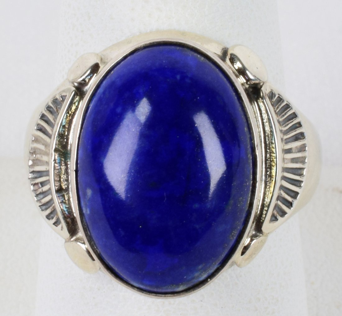 Native American Sterling Silver Men's Lapis Ring (1 of 4)
