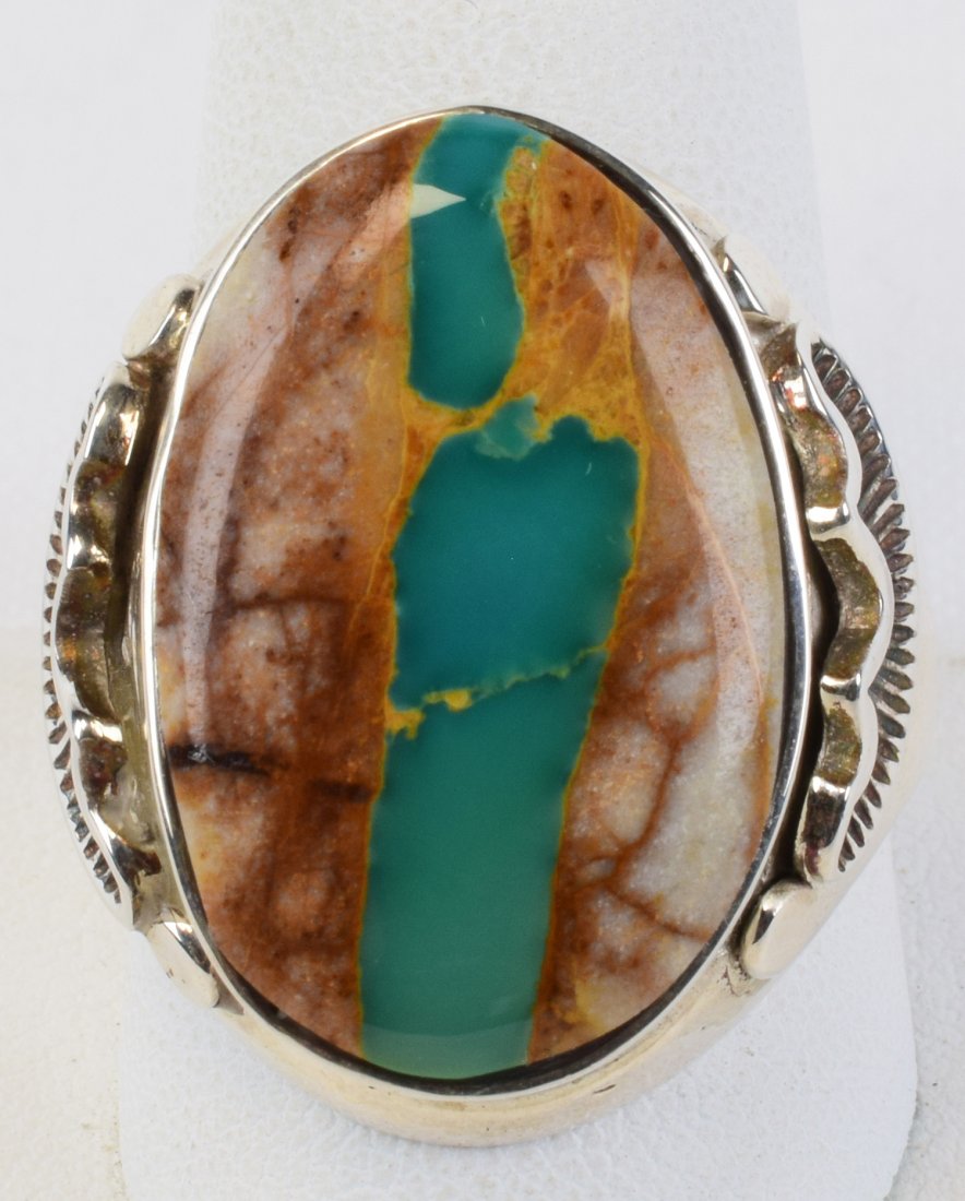 Native American Sterling Boulder Turquoise Ring (1 of 3)