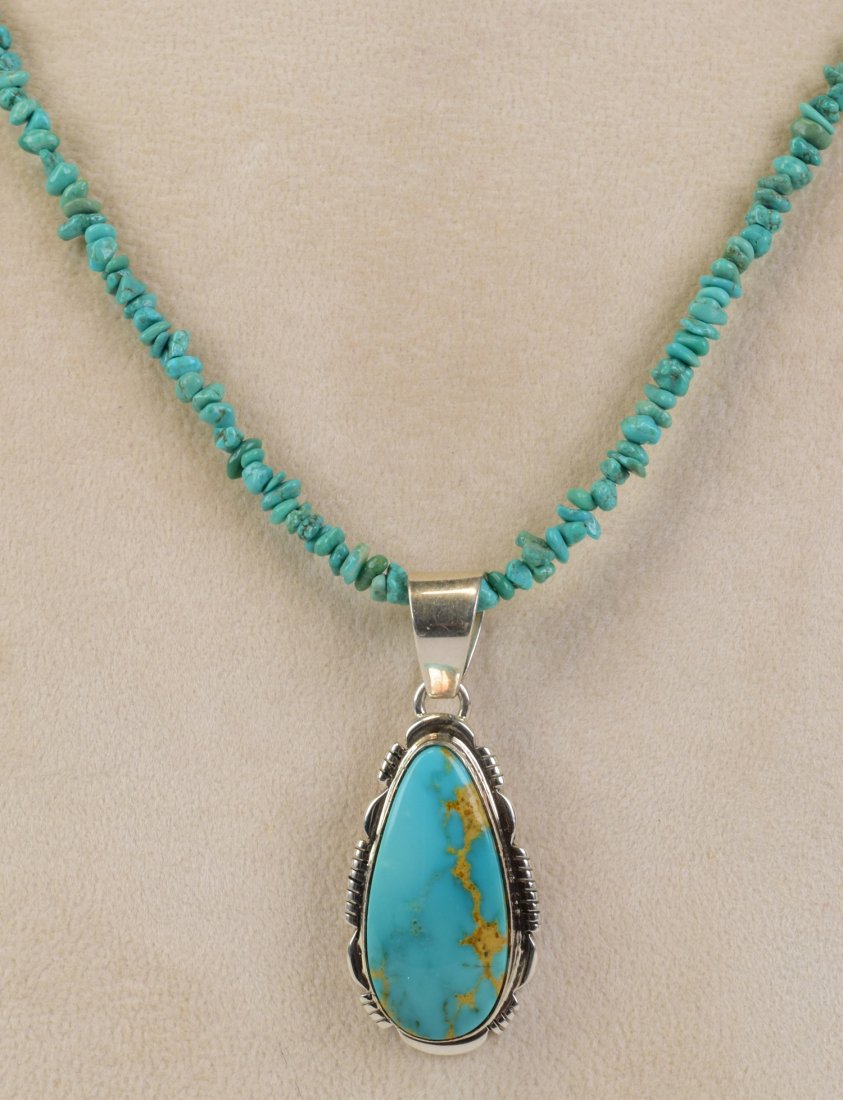 L. Yazzie Sterling Silver Kingman Pendant Necklace (1 of 4)