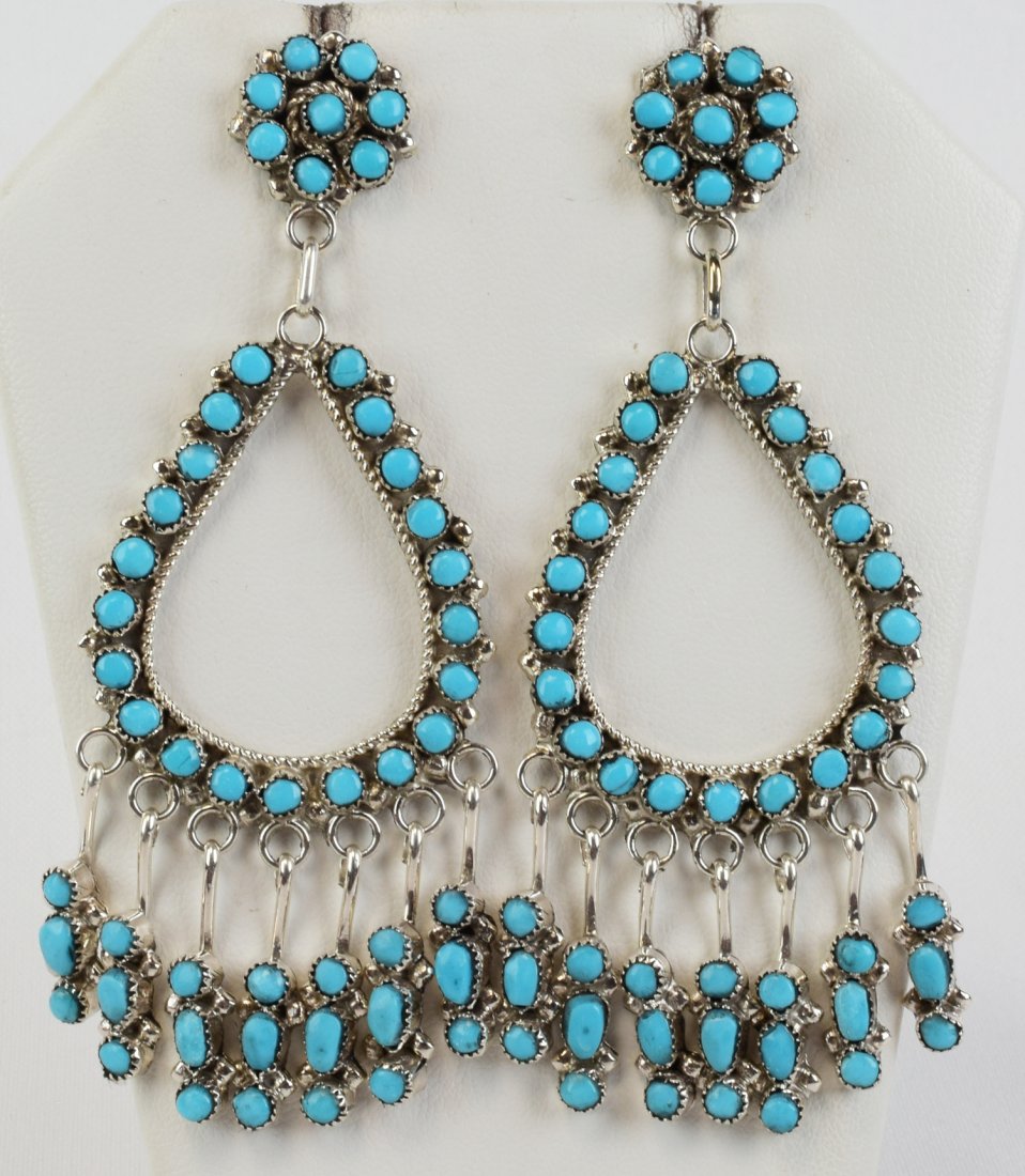 Phyllis Laate, Sterling Turquoise Snake Eye Earrings (1 of 3)
