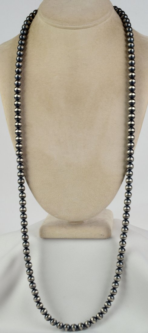 Native American Sterling 36" Bench Bead Necklace (1 of 5)