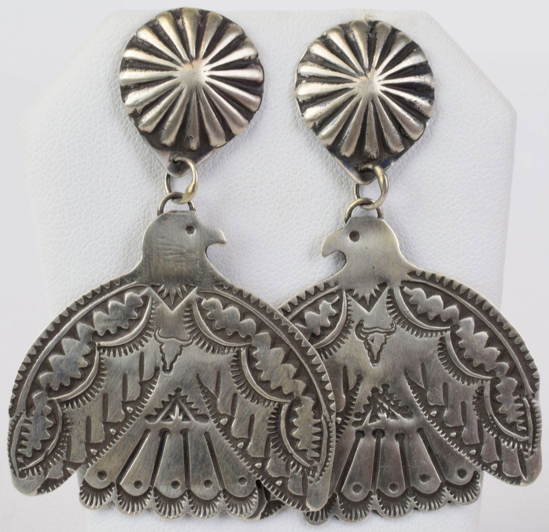 Vincent Platero Sterling Stamped Thunderbird Earrings (1 of 3)