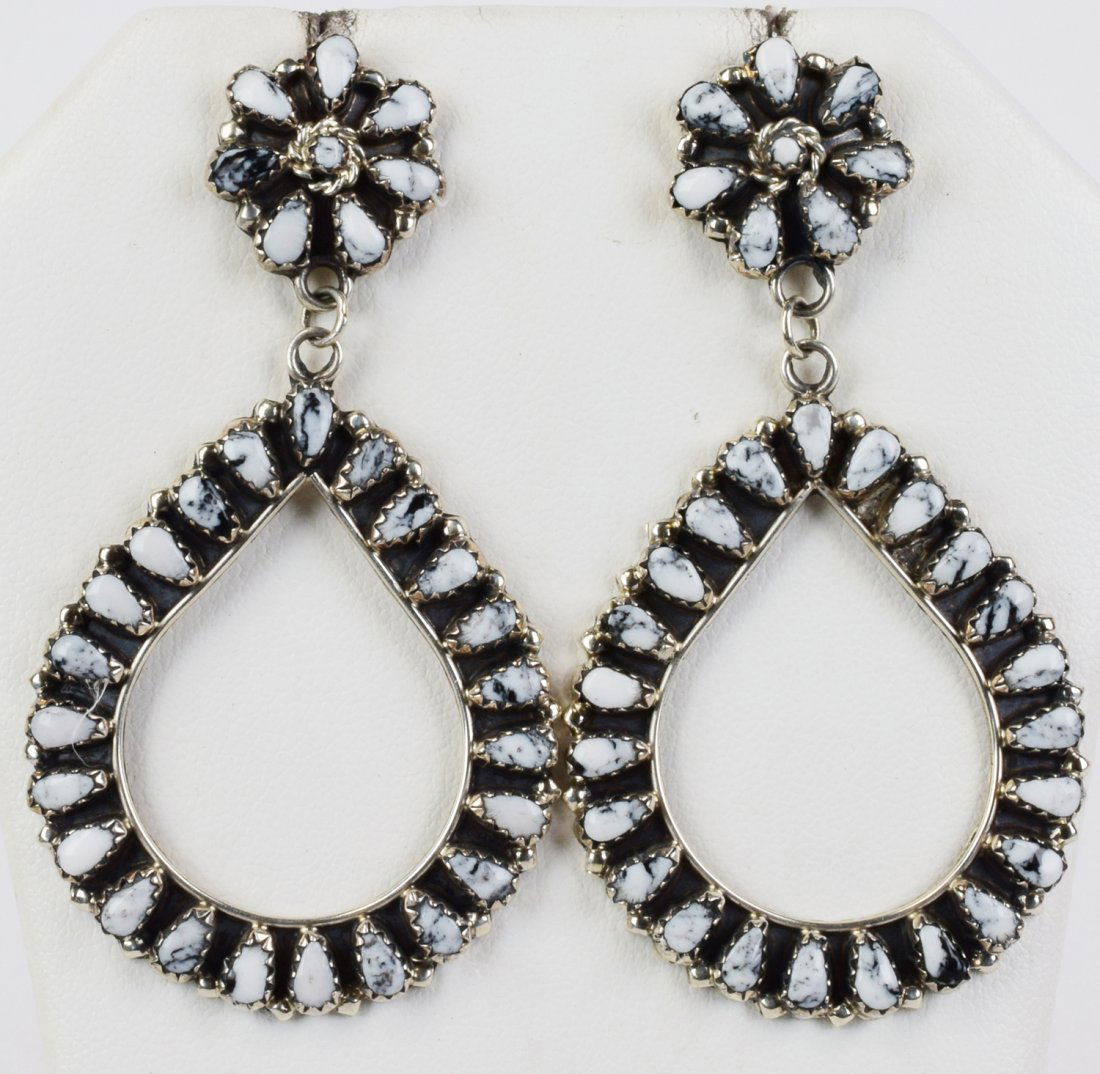 Navajo Sterling White Buffalo {Block}Turquoise Earrings (1 of 3)