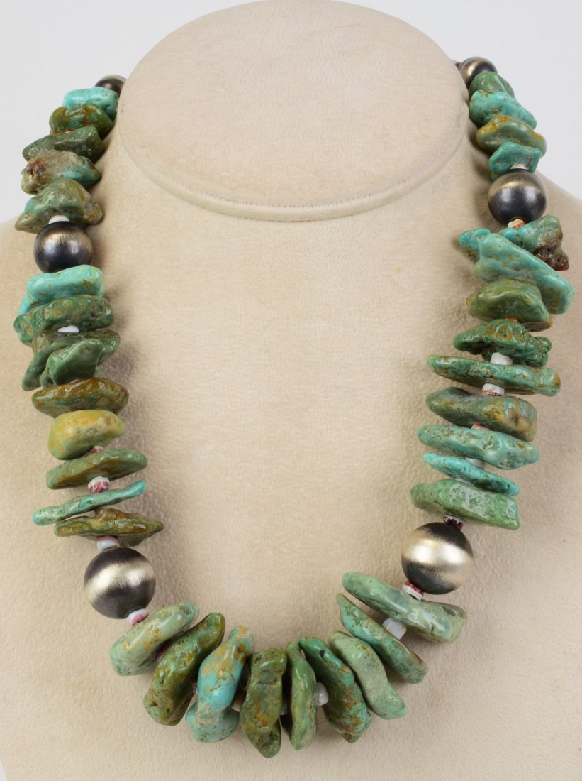 Native American Chunky Turq. Nugget & Heishi Necklace (1 of 5)
