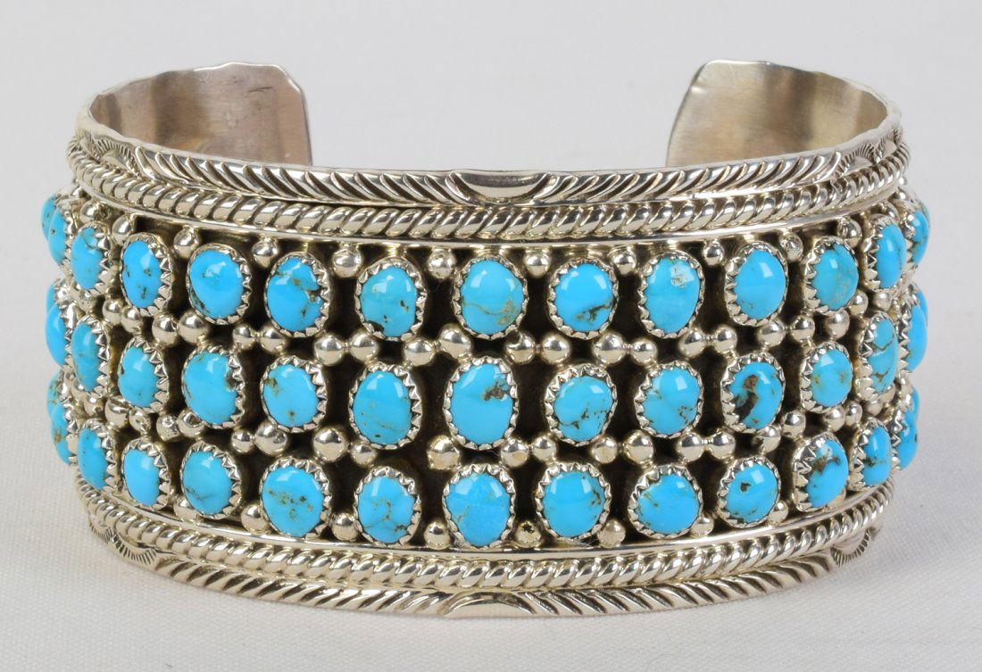 Native American Sterling Kingman Turquoise Cuff (1 of 5)