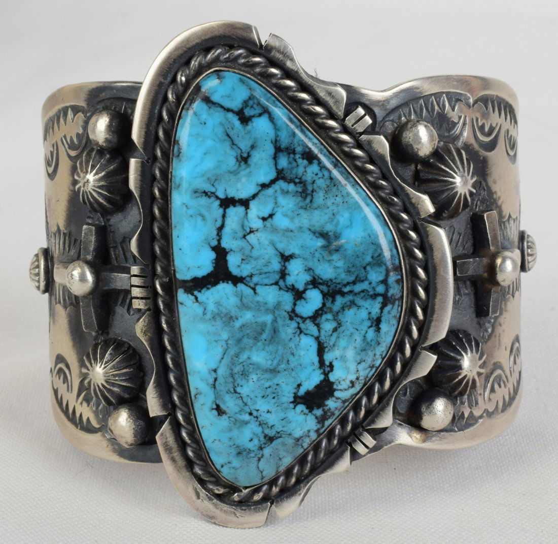 Chimney Butte Sterling Huge Kingman Turquoise Bracelet (1 of 6)