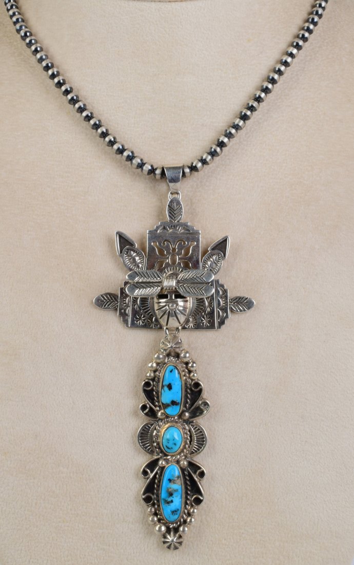 Fred Charley Sterling Silver &Turquoise Kachina Pendant (1 of 5)
