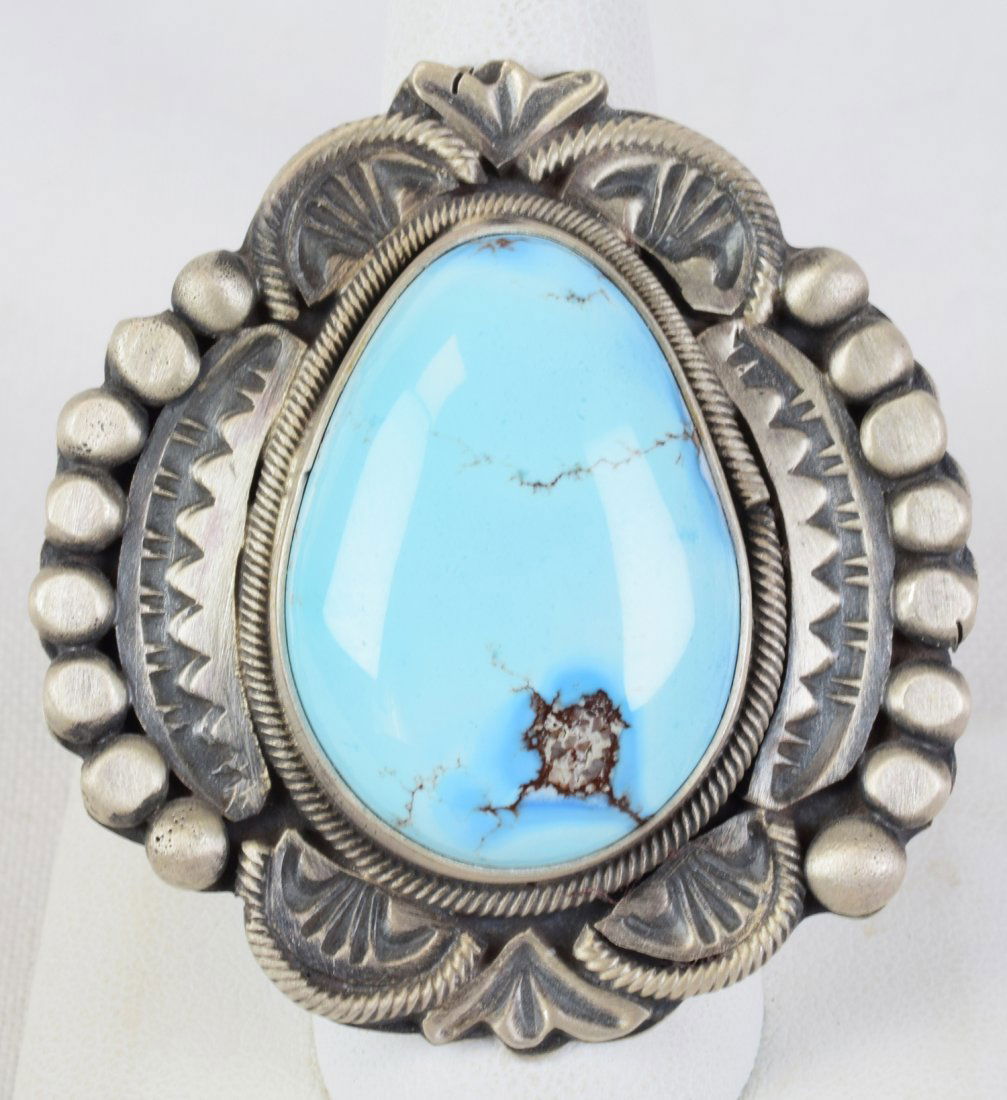 Navajo Sterling Large Golden Hills Turquoise Ring (1 of 3)