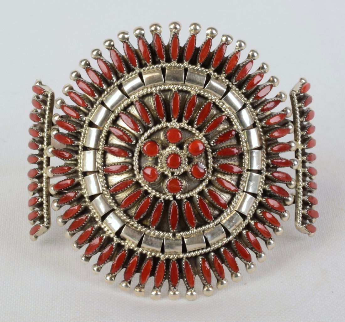 Zuni, D.Etsate Masterpiece Coral Needlepoint Bracelet (1 of 5)