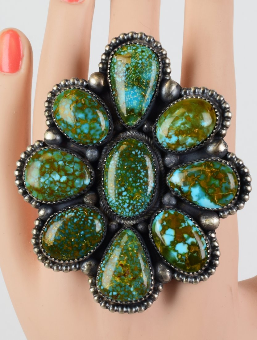 Navajo Sterling Damele Spiderweb Turquoise Ring (1 of 4)