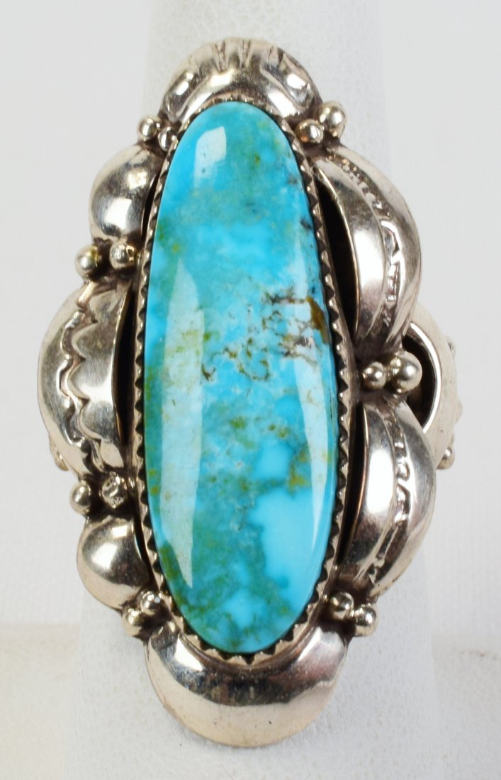 Native American Sterling Carico Lake Turquoise Ring (1 of 4)