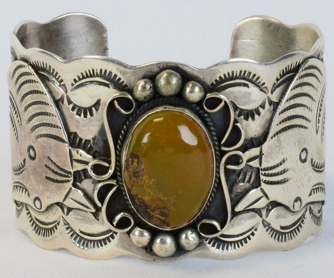 Navajo Sterling Boulder Turquoise Horse Cuff Bracelet (1 of 5)