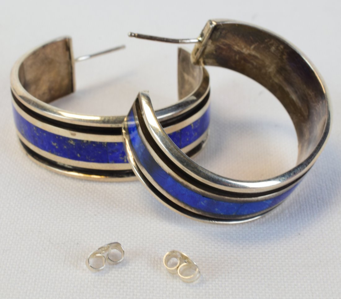 Henry Sam, Sterling Silver Lapis Hoop Earrings (1 of 3)